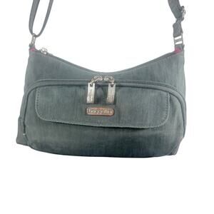 Baggallini Women's gray Shoulder Bag Nylon Crossbody Purse Multi-Pocket Travel